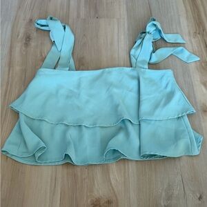 Light Blue Ruffled Women's Top